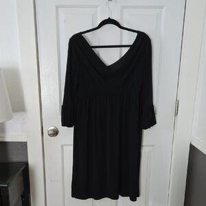 Tiana B. Knee Length, Black 3/4 Flutter Sleeve Dress XL